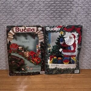 1990s Bucilla 61145 Holiday ExpressTrain & Santa Gifts Doorstop Kit YARN XMAS